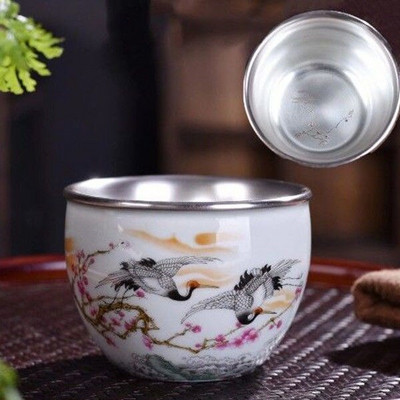 Személyes ismertető Kerámia teáscsésze Jingdezhen teáscsésze Hagyományos retro stílusú porcelán kávés teáscsésze kis teástál