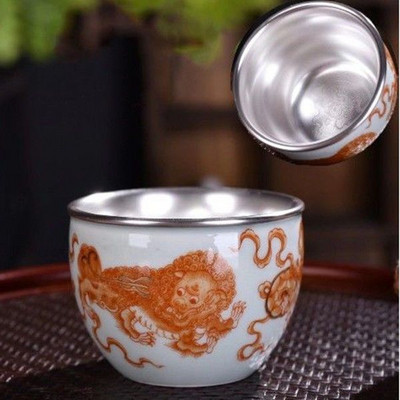 Személyes ismertető Kerámia teáscsésze Jingdezhen teáscsésze Hagyományos retro stílusú porcelán kávés teáscsésze kis teástál