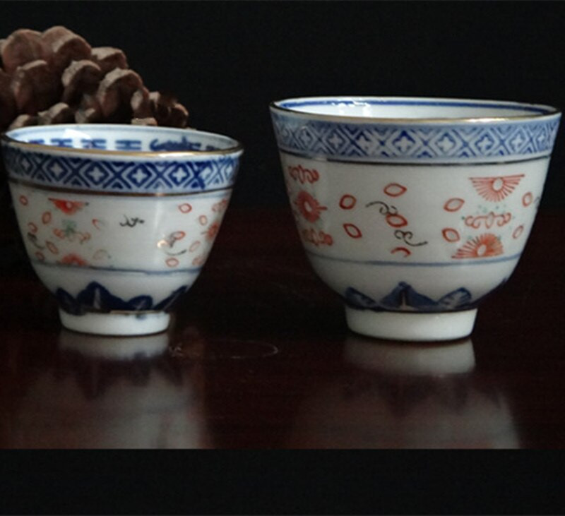 Személyes ismertető Kerámia teáscsésze Jingdezhen teáscsésze Hagyományos retro stílusú porcelán kávés teáscsésze kis teástál