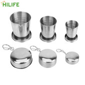 Cupe pliabile telescopice retractabile Cupă pliabilă din oțel inoxidabil pentru călătorii în aer liber 75/140/240 ml cu breloc portabil
