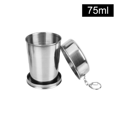 Cupe pliabile telescopice retractabile Cupă pliabilă din oțel inoxidabil pentru călătorii în aer liber 75/140/240 ml cu breloc portabil