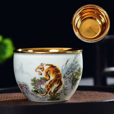 Home Master Cup Aranyozott Jian Zhan Aranyozott Személyes Tea Cup Aranyozott Egészségügyi Tea Cup Kerámia