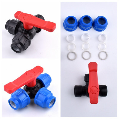 1Pc 20/25/32/40/50/63mm Pvc Ball Valves Plastic Water Pipe Quick Valve PE Tube 3-Way Fast Connectors Αξεσουάρ άρδευσης