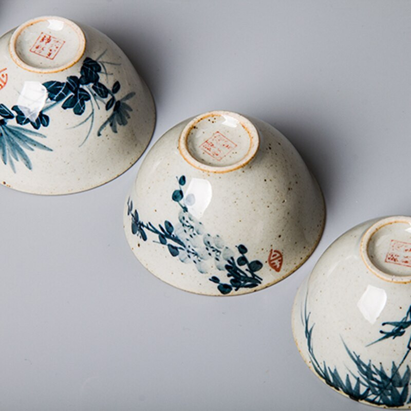 4 stil/lot pictură chinezească pictată manual, căni de vin din bambus, set de căni de ceai, veselă pentru ceremonia ceaiului, căni de cafea cu prune, ceașcă de ceai cu orhidee