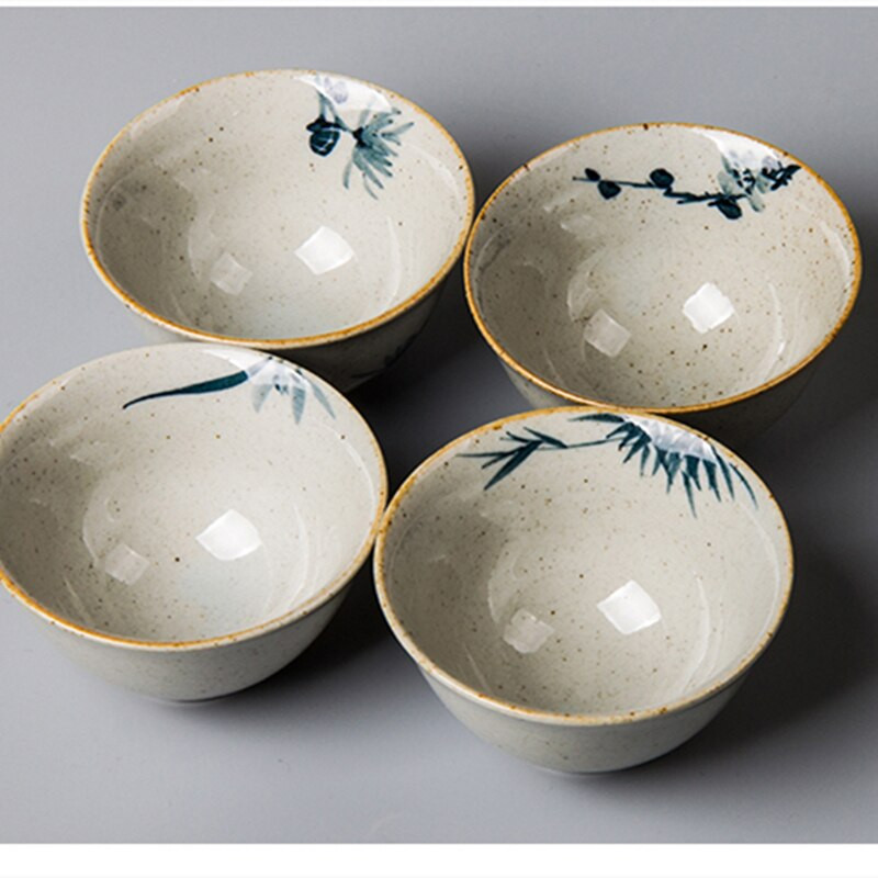 4 stil/lot pictură chinezească pictată manual, căni de vin din bambus, set de căni de ceai, veselă pentru ceremonia ceaiului, căni de cafea cu prune, ceașcă de ceai cu orhidee