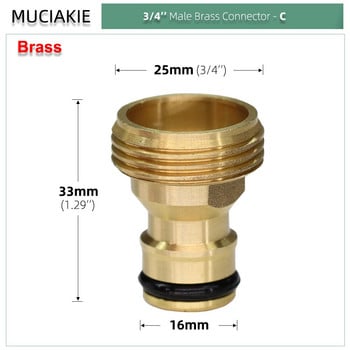 Σύνδεσμοι βρύσης 1/2\'\' 3/4\'\' 1\'\' Ορειχάλκινος σύνδεσμος Κήπος Πότισμα Πότισμα Πλύσιμο Αυτοκίνητο Εξαρτήματα Ζεύξης Εύκαμπτος σωλήνας προσαρμογέα