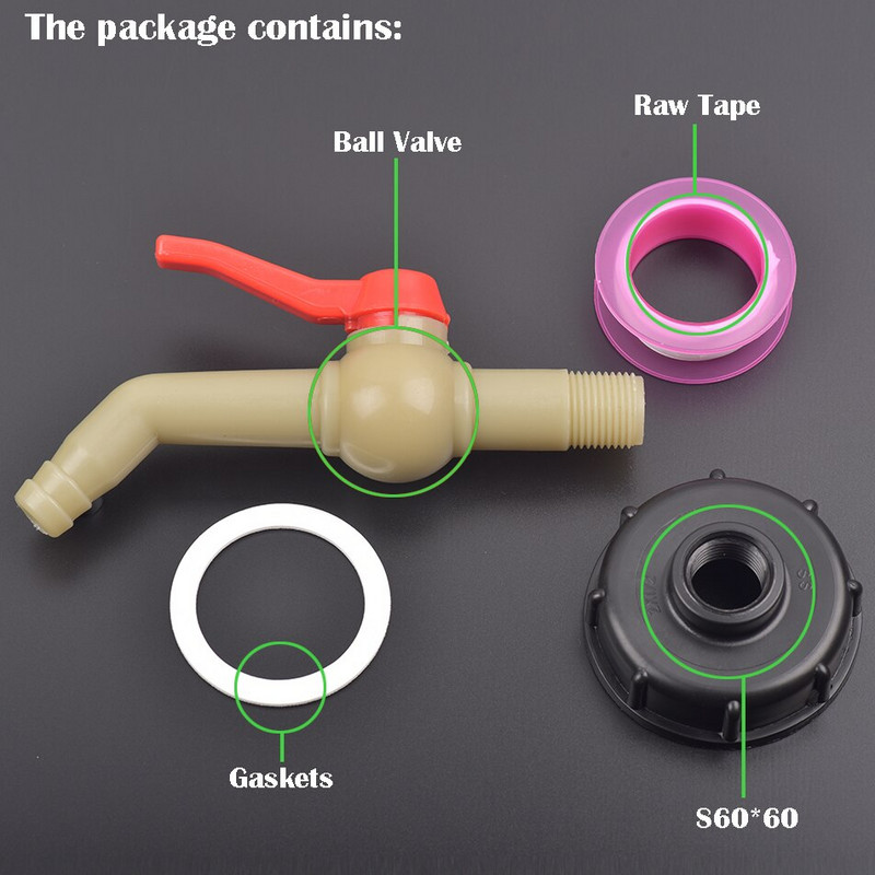 Kerti tartály csaptelep szűrőprés S60X6 IBC vízdoboz adapter Hosszabbítsa meg a csatlakozó szelepet Erős műanyag csaptelep iszapkezelés