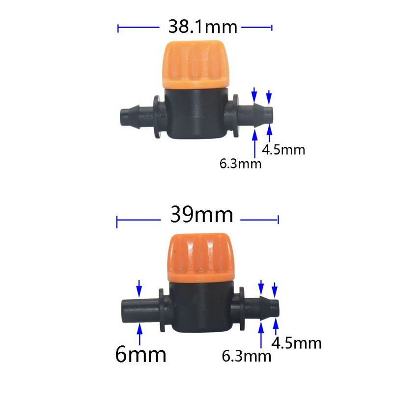 10 vnt 4/7 mm žarnos mini vožtuvas nuo 1/4" iki 6 mm sodo čiaupo sodo lašelinio laistymo jungiamosios detalės Vamzdžių jungtys Vandens vožtuvas