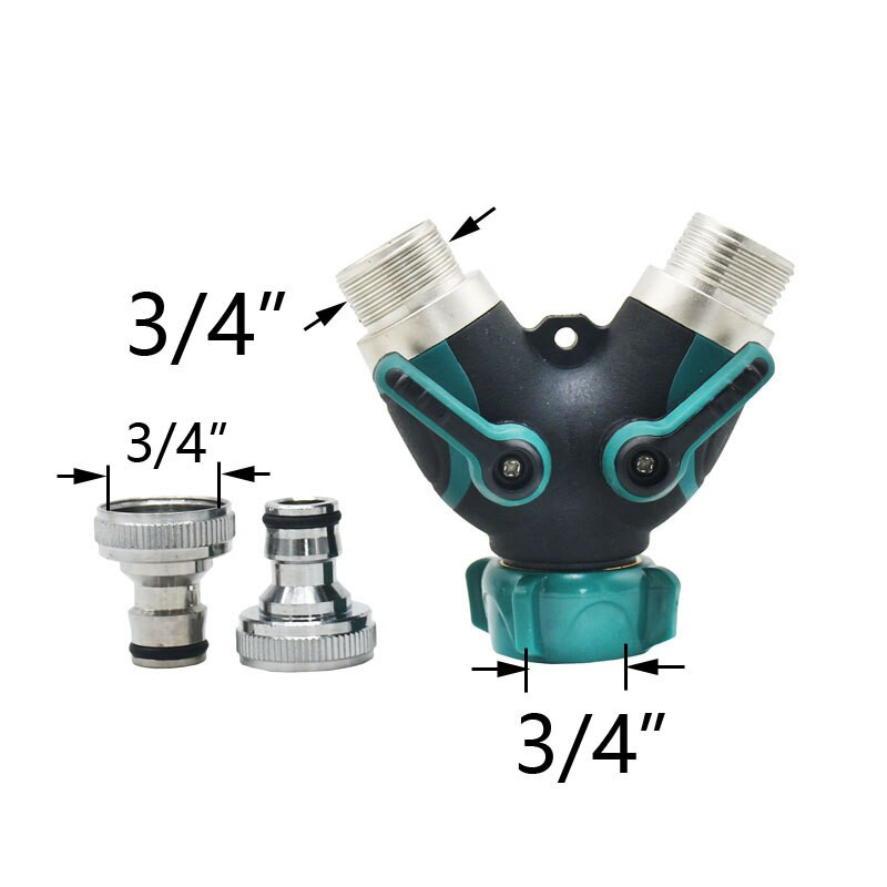 Metal 3/4" mamă la 3/4" tată 2 căi separator de apă de la robinet de grădină Y Supapă de irigare despărțitor de furtun de grădină udare 1 buc