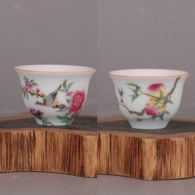 Qing-dinasztia Qianlong évjel madarak és virágok kupa antik porcelán lakberendezési teaszertartás edénygyűjtemény