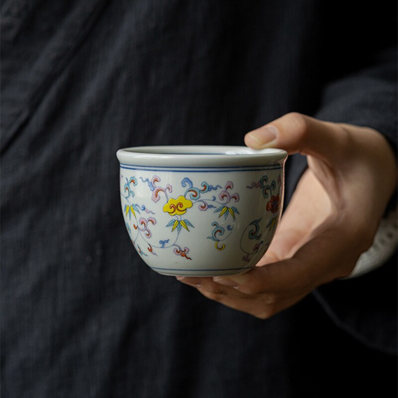 Kiniškos gėlės Arbatos puodelių rinkinys Statinėlė Vandens puodeliai Gražūs arbatos indai Vintage Vine Puodeliai arbatos ceremonijai Arbatos puodelis Arbatos serviravimo statinė