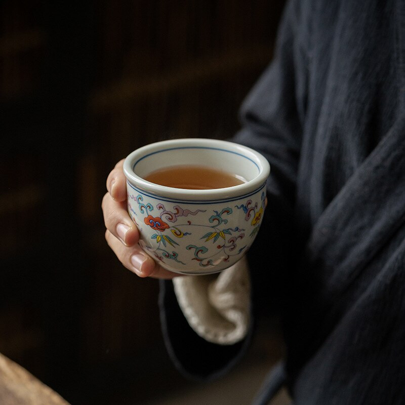 Kiniškos gėlės Arbatos puodelių rinkinys Statinėlė Vandens puodeliai Gražūs arbatos indai Vintage Vine Puodeliai arbatos ceremonijai Arbatos puodelis Arbatos serviravimo statinė