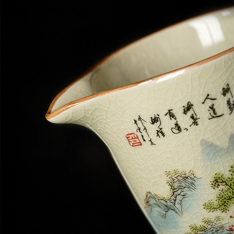 Kerámia nyitó Táj Fazekas vásár Kupa Kínai Kung Fu Tea Vintage Zen Tea Tengeri teáscsésze Teás edény Sárga teaszertartási edény