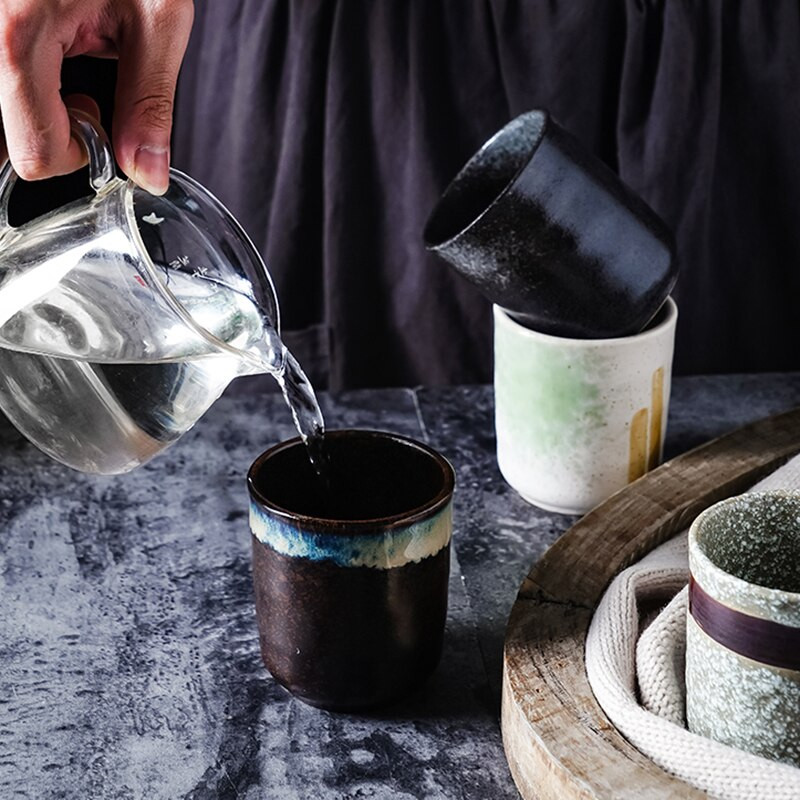 200 ml-es teáscsészék Kerámia Bögrék Sör Tea Bögre Whiskey Üveg Italtartó csésze Kerámia Latte Speciális Kávé Japán Tea Ceremónia