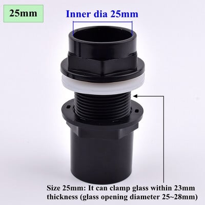ID 20~50mm crna PVC cijev za akvarij zadebljana konektor za rezervoar za ribu rezervoar za vodu ulaz izlaz izlaz odvod UPVC cijev adapter fitinzi