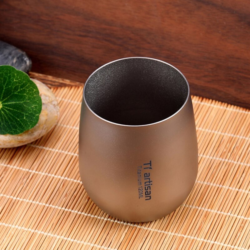 Tiszta titán dupla vizes csésze, japán stílusú, ízesítetlen teáscsésze egyszemélyes mesterpohár Kung Fu teáscsésze 120 ml Ta8731
