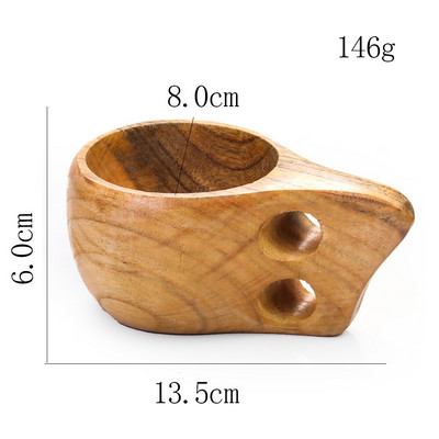 Suomijos taurė KUKSA medžio masyvo vandens puodelis mielas guminis medinis arbatos pieno kavos puodelis su rankena dviguba skylė virtuvės reikmenys