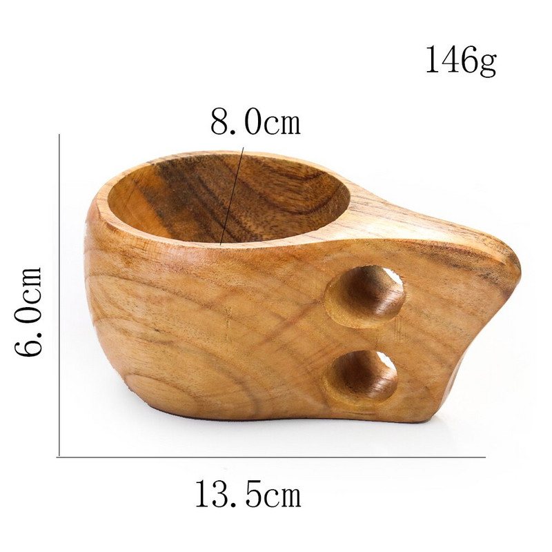 Suomijos taurė KUKSA medžio masyvo vandens puodelis mielas guminis medinis arbatos pieno kavos puodelis su rankena dviguba skylė virtuvės reikmenys