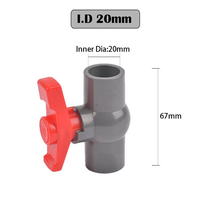1 vnt 1/2"~1,5 colio sriegio ir lizdo tipo pilkas PVC rutulinis vožtuvas su jungikliu sodo drėkinimo detalėmis