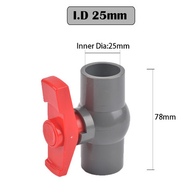1 vnt 1/2"~1,5 colio sriegio ir lizdo tipo pilkas PVC rutulinis vožtuvas su jungikliu sodo drėkinimo detalėmis