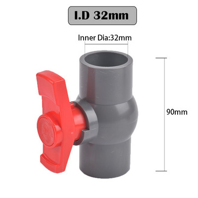 1 vnt 1/2"~1,5 colio sriegio ir lizdo tipo pilkas PVC rutulinis vožtuvas su jungikliu sodo drėkinimo detalėmis