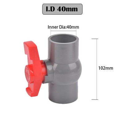 1 vnt 1/2"~1,5 colio sriegio ir lizdo tipo pilkas PVC rutulinis vožtuvas su jungikliu sodo drėkinimo detalėmis