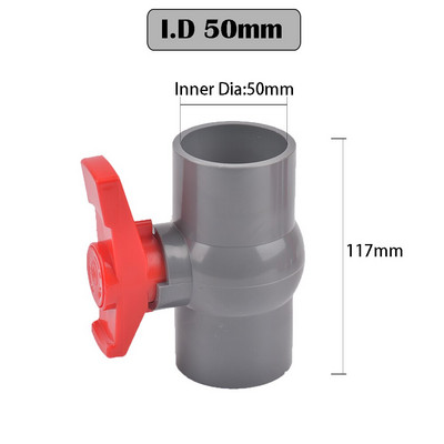 1 vnt 1/2"~1,5 colio sriegio ir lizdo tipo pilkas PVC rutulinis vožtuvas su jungikliu sodo drėkinimo detalėmis