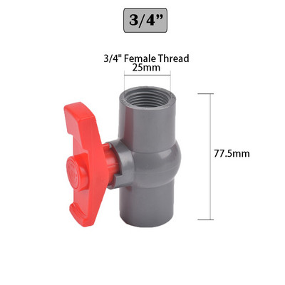 1 vnt 1/2"~1,5 colio sriegio ir lizdo tipo pilkas PVC rutulinis vožtuvas su jungikliu sodo drėkinimo detalėmis