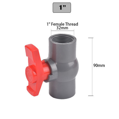 1 vnt 1/2"~1,5 colio sriegio ir lizdo tipo pilkas PVC rutulinis vožtuvas su jungikliu sodo drėkinimo detalėmis