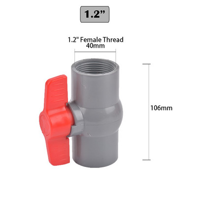 1 vnt 1/2"~1,5 colio sriegio ir lizdo tipo pilkas PVC rutulinis vožtuvas su jungikliu sodo drėkinimo detalėmis