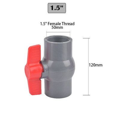 1 vnt 1/2"~1,5 colio sriegio ir lizdo tipo pilkas PVC rutulinis vožtuvas su jungikliu sodo drėkinimo detalėmis