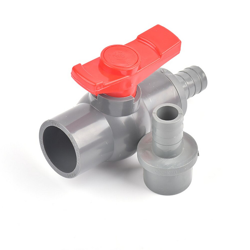 1 vnt 1/2"~1,5 colio sriegio ir lizdo tipo pilkas PVC rutulinis vožtuvas su jungikliu sodo drėkinimo detalėmis