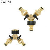 Sárgaréz anya 3/4" 2 utas csapvízelosztó 5/8" kerti csap Y Gyorscsatlakozó Öntözőszelep Tömlő Cső adapter 1db
