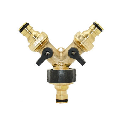 Sárgaréz anya 3/4" 2 utas csapvízelosztó 5/8" kerti csap Y Gyorscsatlakozó Öntözőszelep Tömlő Cső adapter 1db
