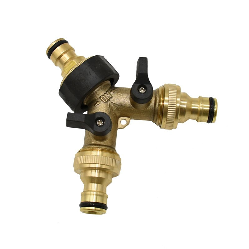 Sárgaréz anya 3/4" 2 utas csapvízelosztó 5/8" kerti csap Y Gyorscsatlakozó Öntözőszelep Tömlő Cső adapter 1db