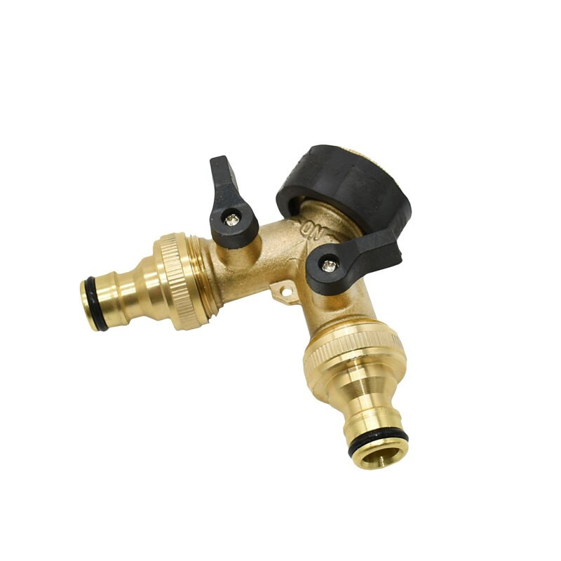 Sárgaréz anya 3/4" 2 utas csapvízelosztó 5/8" kerti csap Y Gyorscsatlakozó Öntözőszelep Tömlő Cső adapter 1db