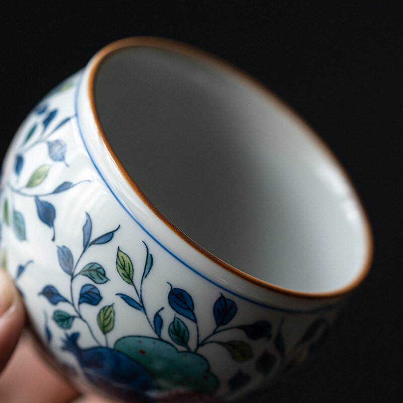 Vines Vintage Flowers teáscsésze kerámia antik kávéscsésze Gyönyörű gránátalmás csésze teásedény Egy csésze tea
