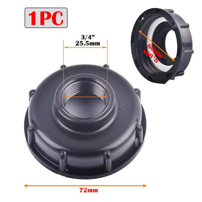 S60x6 rozsdamentes acél menetes víztartály csereszelep IBC víztartály adapter 1/2" 3/4" 1" kerti tömlő leeresztő csatlakozó