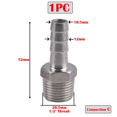 S60x6 rozsdamentes acél menetes víztartály csereszelep IBC víztartály adapter 1/2" 3/4" 1" kerti tömlő leeresztő csatlakozó