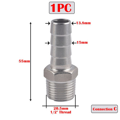 S60x6 rozsdamentes acél menetes víztartály csereszelep IBC víztartály adapter 1/2" 3/4" 1" kerti tömlő leeresztő csatlakozó