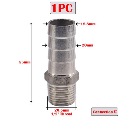 S60x6 rozsdamentes acél menetes víztartály csereszelep IBC víztartály adapter 1/2" 3/4" 1" kerti tömlő leeresztő csatlakozó