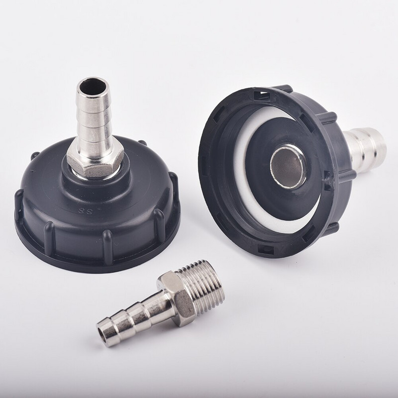 S60x6 rozsdamentes acél menetes víztartály csereszelep IBC víztartály adapter 1/2" 3/4" 1" kerti tömlő leeresztő csatlakozó