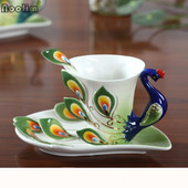 Creative Bone China, 3D, ceașcă de cafea pentru animale, cu farfurie și linguriță, cești de ceai de după-amiază, din porțelan.