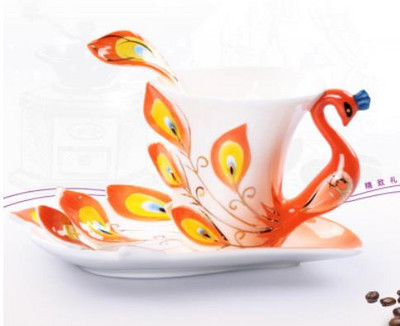 Creative Bone China, 3D, ceașcă de cafea pentru animale, cu farfurie și linguriță, cești de ceai de după-amiază, din porțelan.