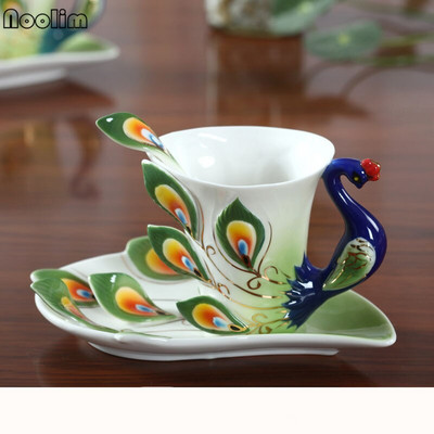 Creative Bone China, 3D, ceașcă de cafea pentru animale, cu farfurie și linguriță, cești de ceai de după-amiază, din porțelan.
