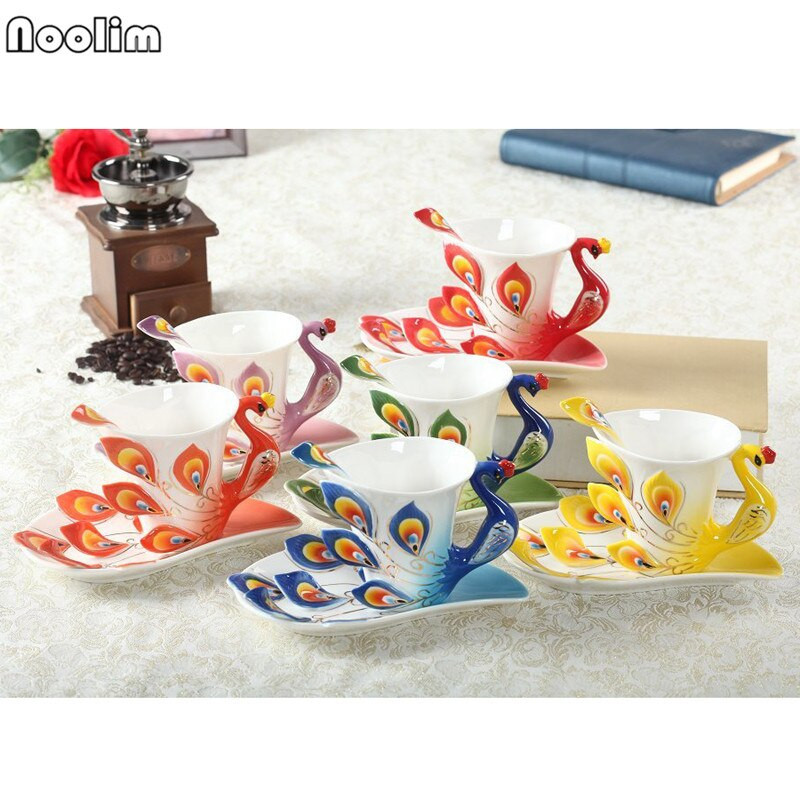 Creative Bone China, 3D, ceașcă de cafea pentru animale, cu farfurie și linguriță, cești de ceai de după-amiază, din porțelan.