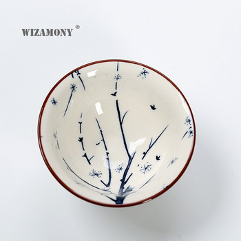 WIZAMONY Drinkware Κινεζικό σετ τσαγιού Kung Fu Φλιτζάνια τσαγιού Ζωγραφισμένη στο χέρι Μπλε και λευκή κεραμική πορσελάνη για puer Oolong Tea