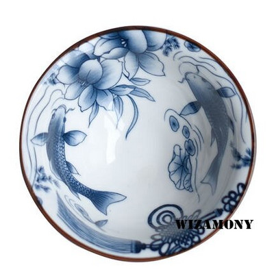 WIZAMONY Drinkware Kínai Kung Fu teáskészlet Teáscsészék Kézzel festett kék-fehér kerámia porcelán puer Oolong teához