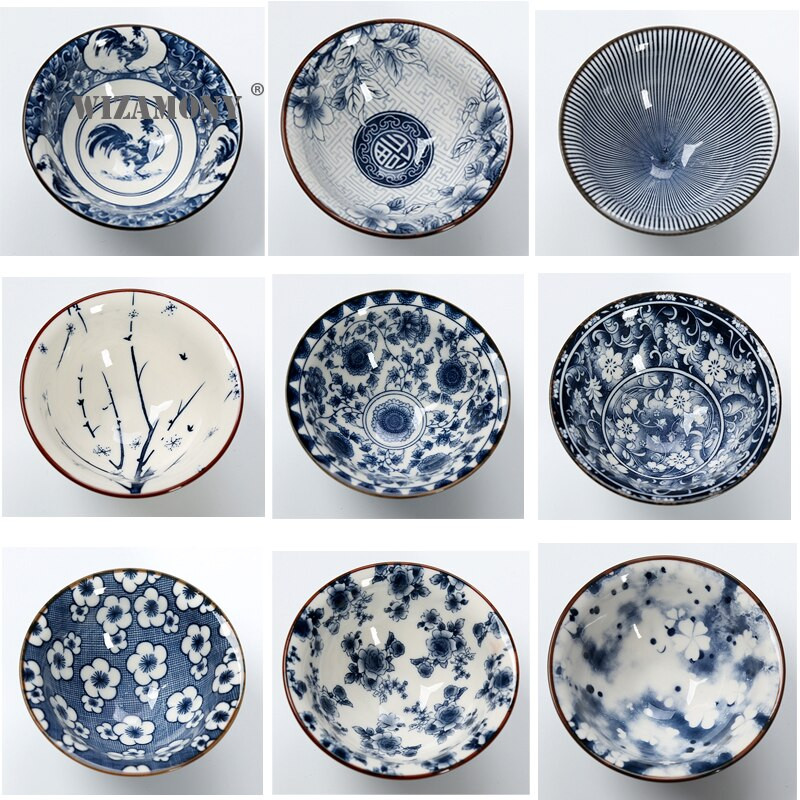 WIZAMONY Drinkware Kínai Kung Fu teáskészlet Teáscsészék Kézzel festett kék-fehér kerámia porcelán puer Oolong teához