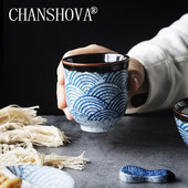 CHANSHOVA kínai retro stílusú, kézzel készített 80/200 ml-es festett kerámia bögre teáscsésze személyiség Hullámmintás Kávéscsészék teáskészlet H240